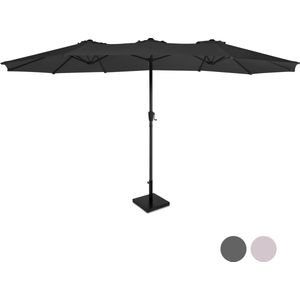 VONROC Premium Parasol Iseo - 460x270cm – Dubbele parasol - combi set incl. parasolvoet van 26 kg - Duurzaam - UV werend doek - Antraciet/Zwart - Incl. beschermhoes