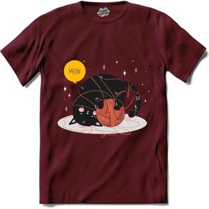 Kat Met Een Bolletje Wol | Katten - Kat - Cats - T-Shirt - Unisex - Burgundy - Maat L