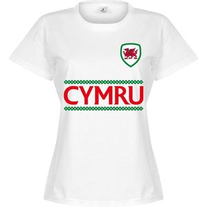 Cymru Reliëf Dames Team T-Shirt - Wit - XXL