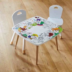 Coloritable - Oneindig kleurbare tafel met Stoelen - Bos Thema - Inclusief Markers - Kindertafel vanaf 3 Jaar
