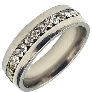 Tesoro Mio Michel – Dames Ring Voor Vrouw – Staal In Kleur Zilver – Met Zirkonia Stenen – 20 mm / Maat 63