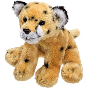 Pluche Cheetah/jachtluipaard knuffeldier van 13 cm - Speelgoed dieren knuffels cadeau voor kinderen
