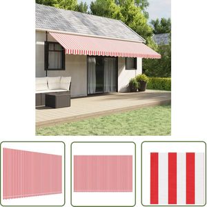 The Living Store Vervangingsdoek voor luifel gestreept 6x3,5 m rood en wit - Luifeldak - Vervangingsdoek - Parasol - Tuinzomer - Buitendoek