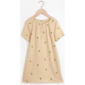 Sissy-Boy - Beige wijde jurk met palmboom embroidery
