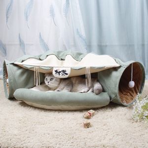 Opvouwbare Katten Bed Huis Interactieve Kat Tunnel Speelgoed Tunnel Kanaal Buis Kitten Cave Met Ballen Kussen Katten Accessoire