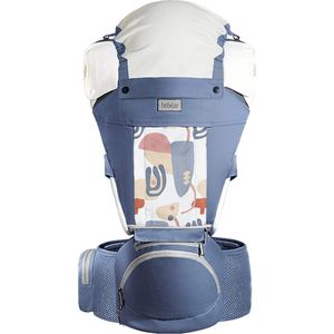 Babydrager met heupzitje met hoofddeksel, 3 zuignappen, extender (Baby Carrier, opvouwbaar blauw)