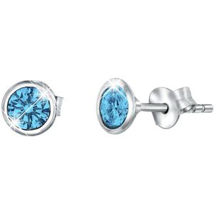 Lucardi Dames Oorbellen kristal aquamarine - Oorbellen - Cadeau voor vrouwen - Echt Zilver - Zilverkleurig