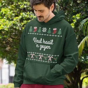 Groningen Kerst Hoodie Groen Veul Haail 'N Zegen Candy Cane - Maat XS - Uniseks Fit - Kerstkleding Voor Dames & Heren