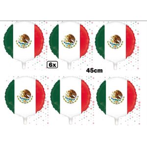 6x Folieballon Mexico (45 cm) - Thema feest land festival party fun folie ballon Koningsdag Nederland