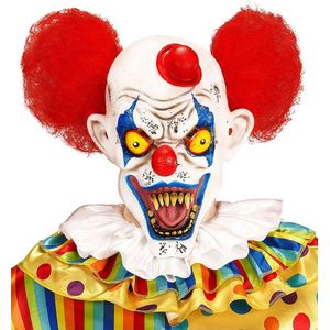 Widmann - Monster & Griezel Kostuum - Masker Killer Clown Stefan Met Haar En Hoedje - Rood, Wit / Beige - Halloween - Verkleedkleding
