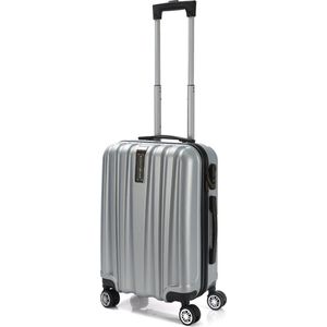AATravel Royalty Line ® Reiskoffer S - Handbagage - Luxe ABS Trolley - Met Dubbele Wielen - Koffer 55 cm - 360° Spinners - 36 Liter - Zilver