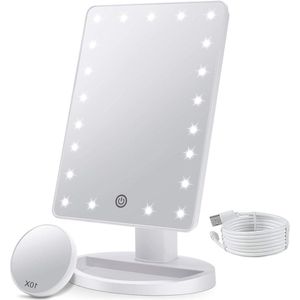 Verlichte make-upspiegel met 21 LED-licht 10x vergrotingsspiegel - Touch Sensor Dimmen - 180 ° verstelbare rotatie - inklapbare spiegel