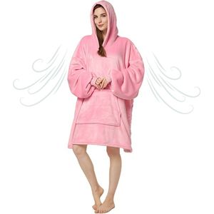 Livano Hoodie Deken Met Mouwen - Knuffeldeken - Fleece Blanket - Dames - Heren - Kinderen - Plaid - Onesie - Extra Zacht & Warm - Roze