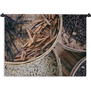 Wandkleed Kruiden en Specerijen - Kruiden aan de koffieplantage Wandkleed katoen 120x90 cm - Wandtapijt met foto
