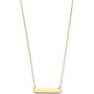 New Bling 9NBG-0249 Gouden Ketting - Dames - Vaste Hanger - Plaatje - 25 x 5 mm - Ankerschakel - 38 + 2,5 + 2,5 cm 14 Karaat - Goud