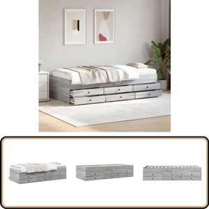 vidaXL Slaapbank met lades zonder matras 75x190 cm grijs sonoma eiken