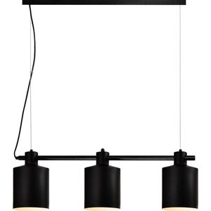 QUVIO Hanglamp modern - Hanglampen eetkamer - Plafondlamp - Sfeerlamp - Leeslamp - Eettafellamp - Verlichting - Slaapkamer lamp - Keukenverlichting - Keukenlamp - 3 lichtpunten met ronde kappen - 15,5 x 90 x 26 cm (lxbxh)