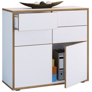 VCM Houten ladekast dressoir highboard dressoirkast kantoormeubilair Salia breedte 100 cm lade draaideuren Houten ladekast dressoir highboard dressoirkast kantoormeubilair Salia breedte 100 cm lade draaideuren