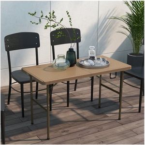 Opvouwbare campingtafel met rotanlook, buffet tafel voor 4 personen, tuin tafel voor balkon, terras, belastbaar tot 50 kg, HDPE, bruin, 122 x 60 x 73 cm