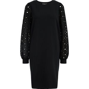 WE Fashion Dames sweaterjurk met broderie anglaise