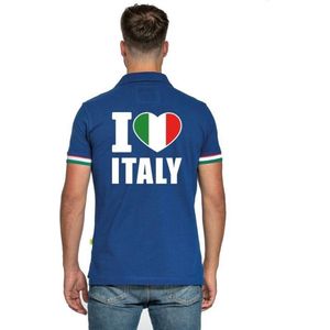 Blauw I love Italy polo heren - Italiaanse supporter kleding XXL