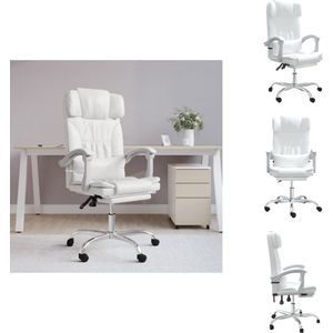 vidaXL Massage Bureaustoel - Massage Bureaustoelen - Massage Stoel - Elektrische Bureaustoel - Kantoorstoel massage verstelbaar kunstleer wit