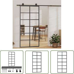 The Living Store Schuifdeur met beslag 90x205 cm aluminium en ESG-glas - Schuifdeur - Glijdende Deur - Transparante Deur - Aluminium Frame - ESG-glas