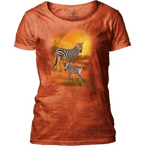 Ladies T-shirt Mama and Baby Zebra S