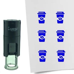 CombiCraft Stempel Coffee-to-go of Koffiebeker 10mm rond - blauwe inkt