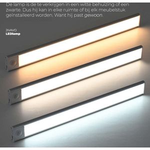 LED Lamp Zilvergrijs - 30cm lengte - Bewegingssensor - Automatisch aan/uit- Nachtmode - Dimbaar - Magneet - Draagbaar - USB opladen- Inclusief Kabel - Plat Model - 3 Tinten Wit - Neutraal - Warm - Koud - Kast - Wand- 5V - Keukenlicht - Verlichting