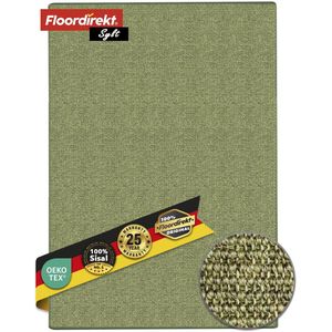 FLOORDIREKT Tapijt op Maat Gemaakt Sylt - Gemaakt van Sisal - Brug voor Binnenruimtes - Modern Woonvloerkleed - Groen - 100 x 250 cm