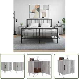 The Living Store Nachtkastjes 2 st 40x40x50 cm bewerkt hout grijs sonoma eiken - Nachtkastjes - Slaapkamerinrichting - Houten Nachtkastjes - Grijze Nachtkastjes - Vintage Nachtkastjes