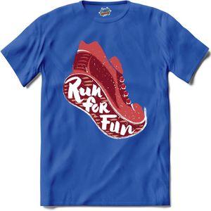 Run For Fun | Hardlopen - Rennen - Sporten - T-Shirt - Unisex - Royal Blue - Maat XXL