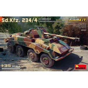 1:35 MiniArt 35427 Sd.Kfz. 234/4 Schwerer Panzerspähwagen 7,5cm met Volledig Interieur Plastic Modelbouwpakket