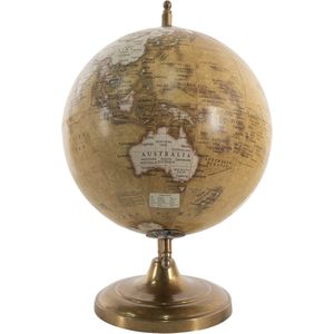 Clayre & Eef Wereldbol 22x30 cm Geel Bruin Hout Metaal Globe