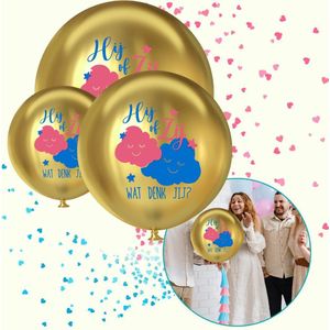 Gouden Gender reveal ballon - Hij of Zij wat denk jij ? - 90CM