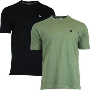 Donnay T-shirt - 2 Pack - Sportshirt - Heren - Maat M - Zwart & Army green