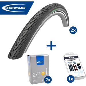 Fietsband - Schwalbe - Buiten- & binnenbanden (2x2 stuks) - Road Cruiser & DV9 - 24 inch x 1 1/8 - 1.75- 32 mm - Met plaksetje