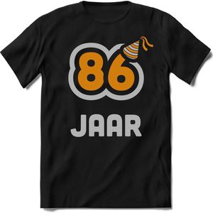 86 Jaar Feest kado T-Shirt Heren / Dames - Perfect Verjaardag Cadeau Shirt - Goud / Zilver - Maat XXL