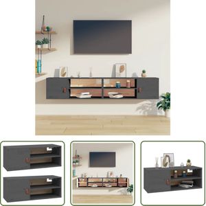 The Living Store wandkast - Massief grenenhout - 80 x 30 x 30 cm - 4 vakken en 1 deur