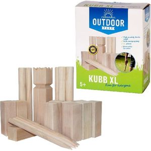 Outdoor Play XL Kubb - Het populaire buitenspel voor kinderen vanaf 5 jaar - 21 houten onderdelen