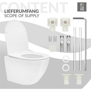 Keramisch wandcloset, 49 cm lang, randloos met nano-afdichting & soft-close Luxebath