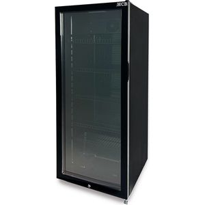 HCB® - Professionele Horeca Glasdeur koelkast - 248 liter - zwart - 230V - Koeling met glazen deur - Flessenkoelkast - Drankenkoelkast