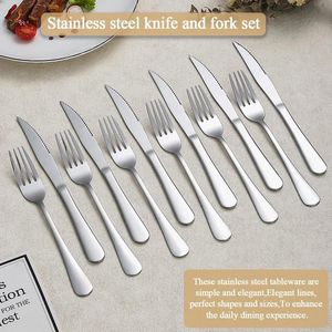 24-delig roestvrij staal steakbestek set - 12 tafelvorken en 12 tafelmessen - vaatwasmachinebestendig