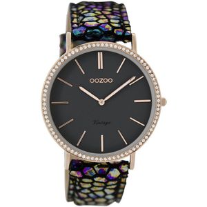 Rosé goudkleurige OOZOO horloge met multicolor leren band - C8887