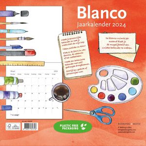 Bekking & Blitz - Maandkalender 2024 - Kunstkalender Blanco maandkalender 2024 – Doe-het-zelf Kalender - Maak uw eigen creatie - 30 x 30 centimeter - Opgehangen 30 x 60 centimeter - Voorzien van weeknummers