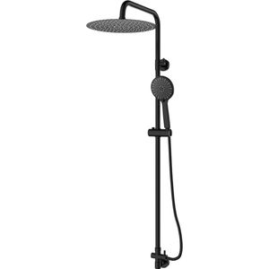 EcoRain© Waterbesparende Regendouche Doucheset Tyler 30 CM Rond Zwart Zonder Thermostaatkraan - 30% Waterbesparend - Hoge Druk - Betere Huid Hoofddouche - Moderne Waterbesparende Regendouche Set - 12 CM Handdouche - Universeel - Anti-Kalk Douchekop