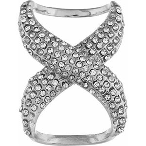 Fako Bijoux® - Sjaalklem - Sjaal Klem - Sjaal Ring - Infinity - Kristal - 30x40mm - Zilverkleurig