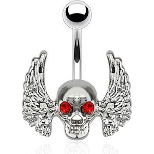 Navelpiercing skull met angel wings