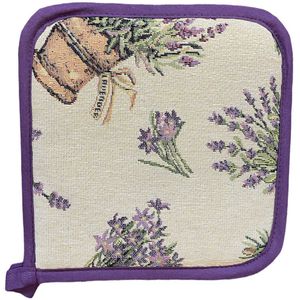 Pannenlap - luxe gobelinstof - Aspic - all - Lavendel - paarse rand - 20 x 20 cm